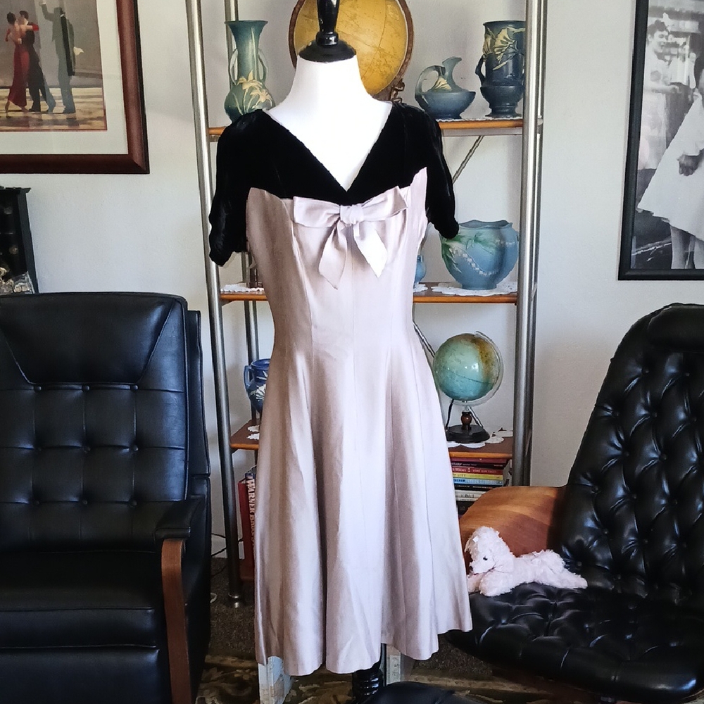 Vintage 1950s Cocktail dress black gray purple Size S